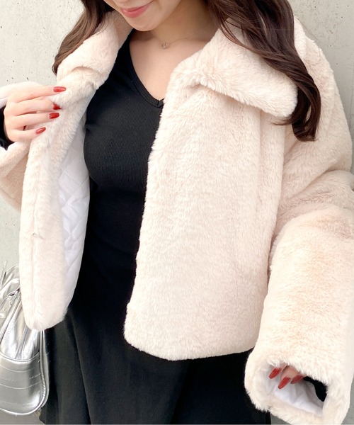 セール】【2025秋冬新作】襟付きフェイクファーショートブルゾン