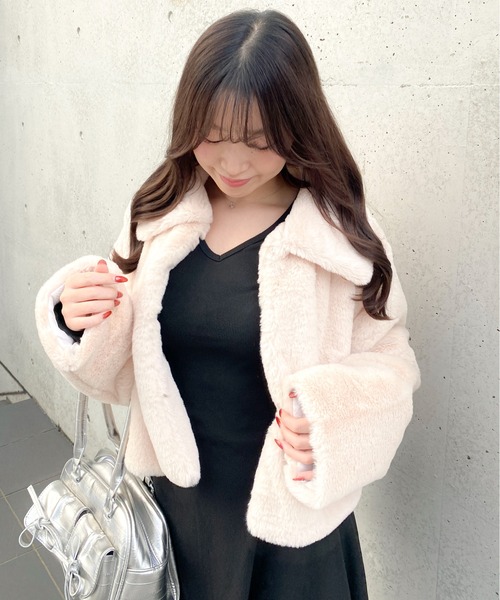 セール】【2025秋冬新作】襟付きフェイクファーショートブルゾン