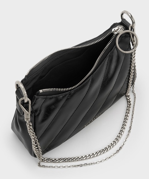 CHARLES & KEITH(チャールズ & キース)の「Philomena クリンクルエフェクトチェーンストラップ クロスボディバッグ(ボディバッグ/ウエストポーチ・レディース・スミクロ/クリーム・M)」の15枚目の写真