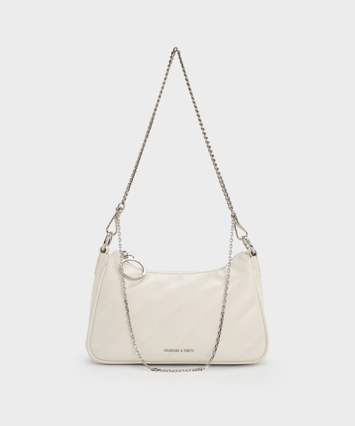 CHARLES & KEITH(チャールズ & キース)の「Philomena クリンクルエフェクトチェーンストラップ クロスボディバッグ(ボディバッグ/ウエストポーチ・レディース・スミクロ/クリーム・M)」の19枚目の写真
