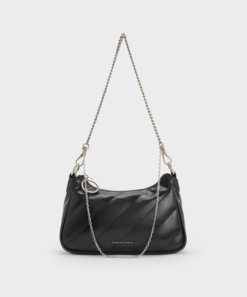 CHARLES & KEITH(チャールズ & キース)の「Philomena クリンクルエフェクトチェーンストラップ クロスボディバッグ(ボディバッグ/ウエストポーチ・レディース・スミクロ/クリーム・M)」の21枚目の写真