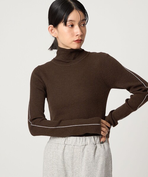 CITEN（シテン）の「＜CITEN＞エッセンシャルリブニット（ニット/セーター・レディース・ダークブラウン/ホワイト/ブラック/グレー系/コバルトブルー/レッド・FREE）」の4枚目の写真