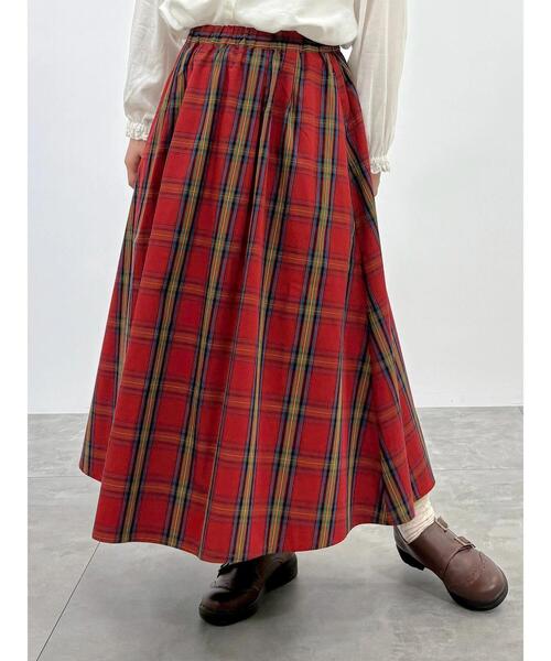 Samansa Mos2（サマンサ モスモス）の「柄アソートタックスカート（スカート・レディース・ネイビー/チャコールグレー/オフホワイト/ダークブラウン/レッド・F）」の2枚目の写真