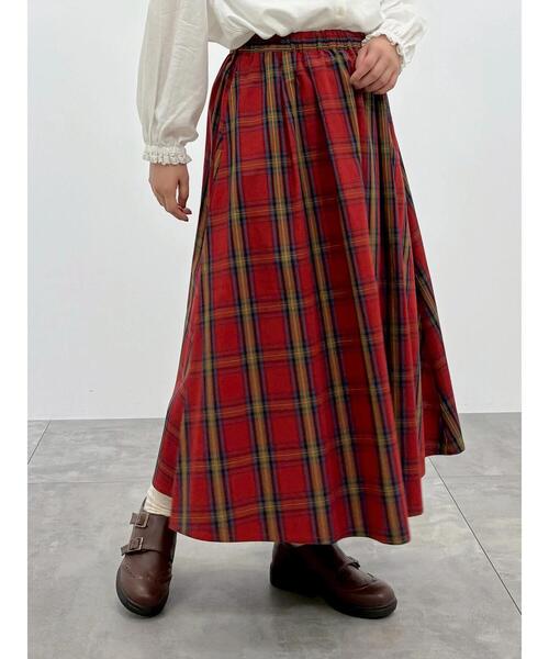 Samansa Mos2（サマンサ モスモス）の「柄アソートタックスカート（スカート・レディース・ネイビー/チャコールグレー/オフホワイト/ダークブラウン/レッド・F）」の7枚目の写真