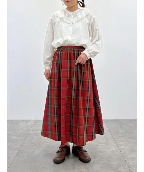 Samansa Mos2（サマンサ モスモス）の「柄アソートタックスカート（スカート・レディース・ネイビー/チャコールグレー/オフホワイト/ダークブラウン/レッド・F）」の9枚目の写真