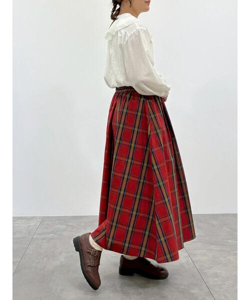 Samansa Mos2（サマンサ モスモス）の「柄アソートタックスカート（スカート・レディース・ネイビー/チャコールグレー/オフホワイト/ダークブラウン/レッド・F）」の10枚目の写真