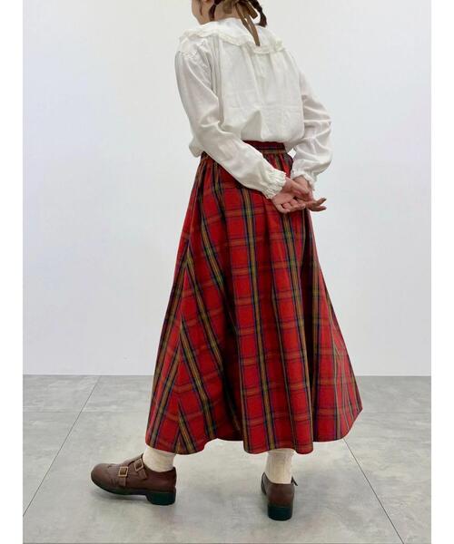 Samansa Mos2（サマンサ モスモス）の「柄アソートタックスカート（スカート・レディース・ネイビー/チャコールグレー/オフホワイト/ダークブラウン/レッド・F）」の12枚目の写真