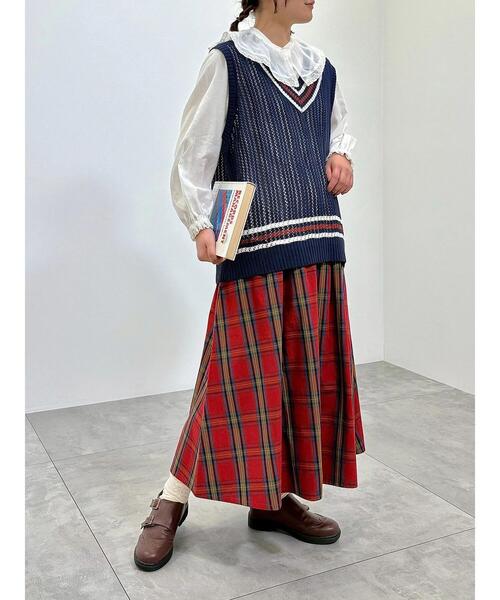 Samansa Mos2（サマンサ モスモス）の「柄アソートタックスカート（スカート・レディース・ネイビー/チャコールグレー/オフホワイト/ダークブラウン/レッド・F）」の15枚目の写真
