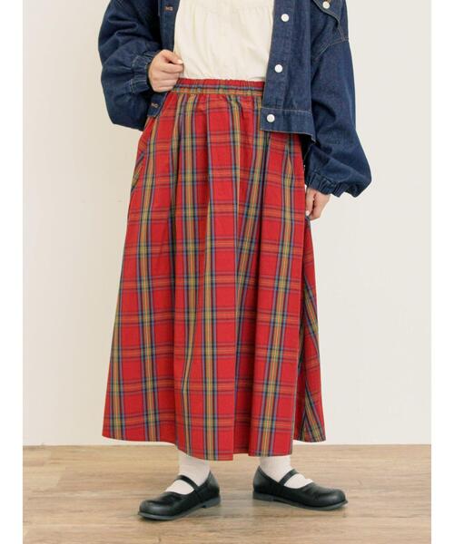 Samansa Mos2（サマンサ モスモス）の「柄アソートタックスカート（スカート・レディース・ネイビー/チャコールグレー/オフホワイト/ダークブラウン/レッド・F）」の19枚目の写真