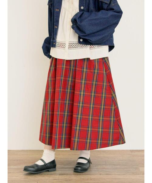 Samansa Mos2（サマンサ モスモス）の「柄アソートタックスカート（スカート・レディース・ネイビー/チャコールグレー/オフホワイト/ダークブラウン/レッド・F）」の20枚目の写真