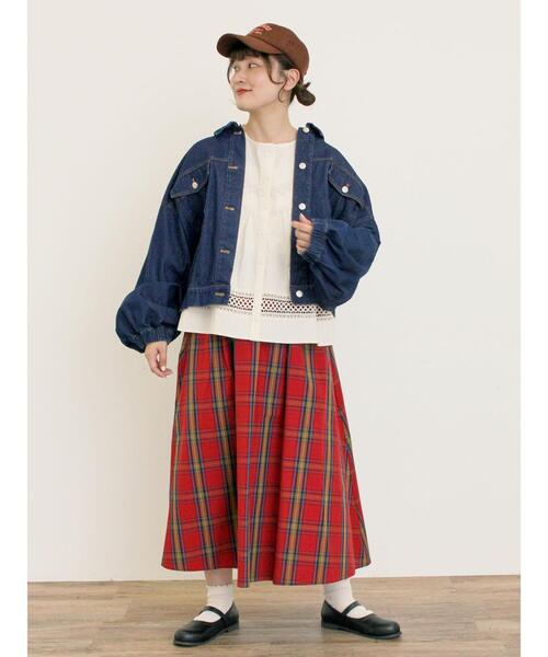 Samansa Mos2（サマンサ モスモス）の「柄アソートタックスカート（スカート・レディース・ネイビー/チャコールグレー/オフホワイト/ダークブラウン/レッド・F）」の22枚目の写真