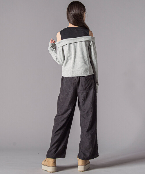 ZIDDY（ジディ）の「キーホルダー付きサテンライクワイドパンツ(130~160cm)（その他パンツ・キッズ・ブラック/グレー・130cm/150cm/140cm/FREE）」の6枚目の写真