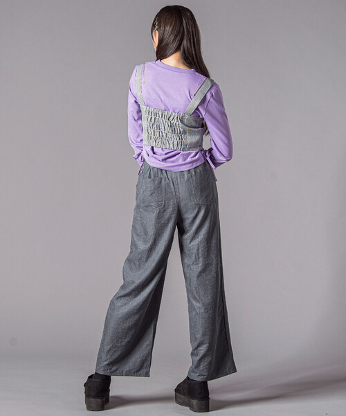 ZIDDY（ジディ）の「キーホルダー付きサテンライクワイドパンツ(130~160cm)（その他パンツ・キッズ・ブラック/グレー・130cm/150cm/140cm/FREE）」の8枚目の写真