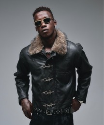 ANDER HUNK(A_[nN)Fireman Design Fur Riders Jacket / t@C[}fUCt@[C_[XWPbg(u])