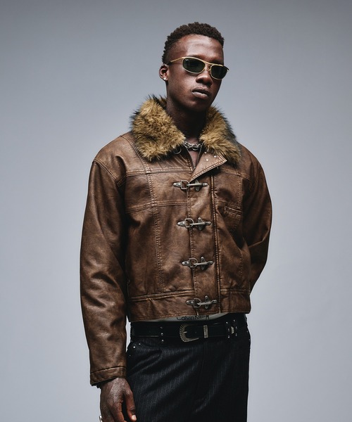 ジャケット・アウター 00s Semantic design fire man fur jacket Fireman Design Fur Riders Jacket / ファイヤーマンデザイン