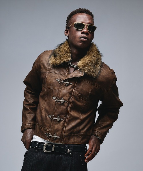 ANDER HUNK（アンダーハンク）の「Fireman Design Fur Riders Jacket / ファイヤーマンデザインファーライダースジャケット（ブルゾン・メンズ・ブラウン/ブラック・SMALL/MEDIUM/LARGE）」の20枚目の写真