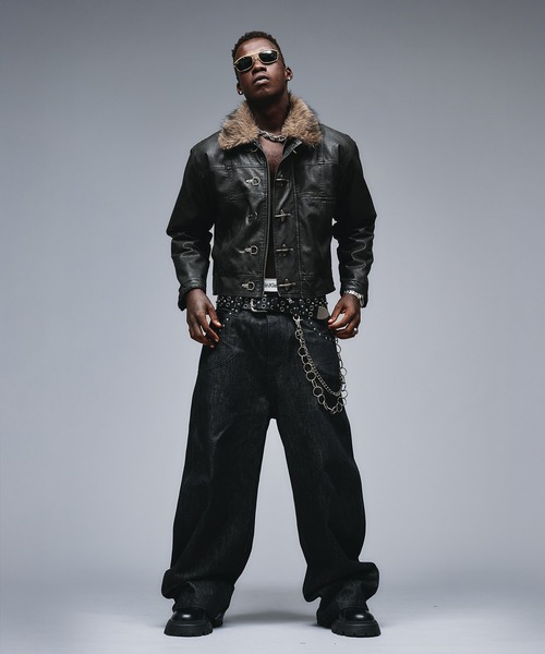 ファイヤーマンデザインファーライダースジャケット　ANDER HUNK レザー ANDER HUNK（アンダーハンク）の「Fireman Design Fur Riders