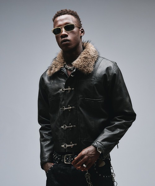 ジャケット・アウター 00s In The Attic fireman fur jacket Fireman Design Fur Riders Jacket / ファイヤーマンデザイン