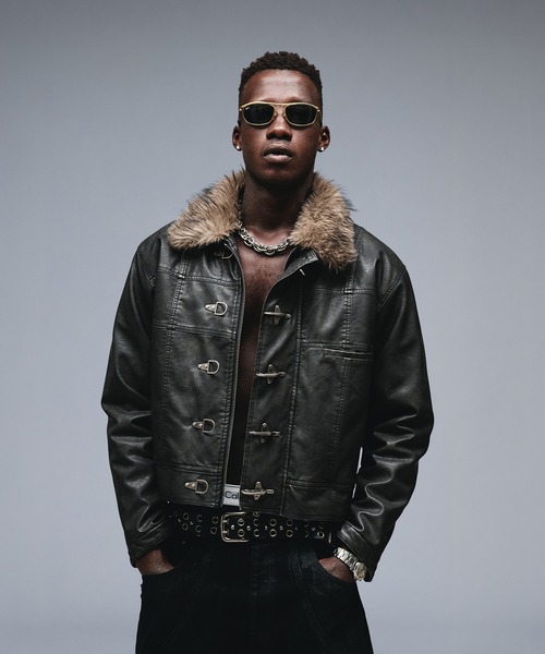 ファイヤーマンデザインファーライダースジャケット　ANDER HUNK レザー Fireman Design Fur Riders Jacket / ファイヤーマンデザイン