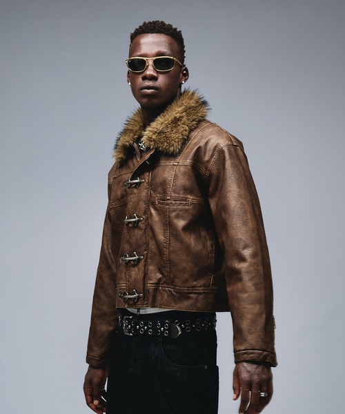 ファイヤーマンデザインファーライダースジャケット　ANDER HUNK レザー ANDER HUNK（アンダーハンク）の「Fireman Design Fur Riders