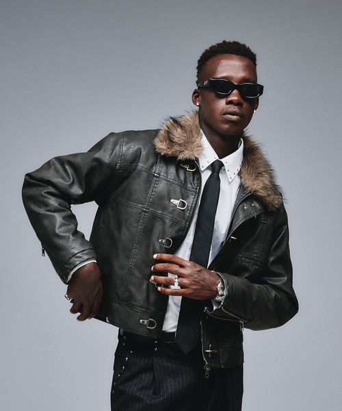 ANDER HUNK アンダーハンクレザーフライトジャケット Fireman Design Fur Riders Jacket / ファイヤーマンデザイン