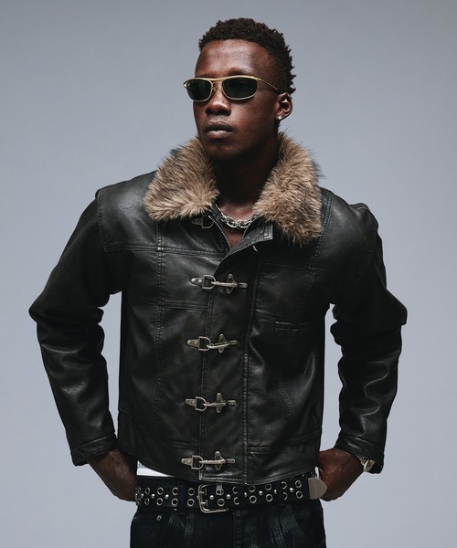 ANDER HUNK アンダーハンクレザーフライトジャケット Fireman Design Fur Riders Jacket / ファイヤーマンデザイン