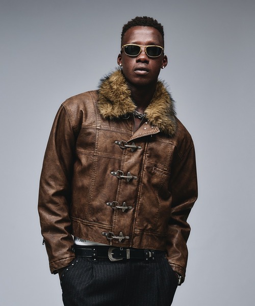 ANDER HUNK アンダーハンクレザーフライトジャケット Fireman Design Fur Riders Jacket / ファイヤーマンデザイン