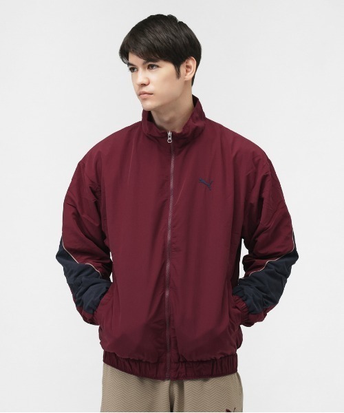 PUMA(プーマ)の「プーマ PUMA CORE HERITAGE メッシュ ラインド ウーブン JKT_(ナイロンジャケット・メンズ・ワイン/ブラック・S/M/L/LL/3L)」の1枚目の写真