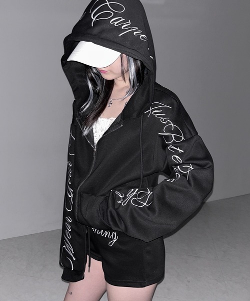 セットアップ 】レタリングロゴ刺繍ジップアップパーカー＆ショート