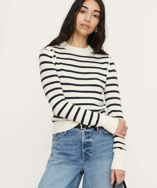 Banana Republic（バナナリパブリック）の「メリノ コットン クルーネックセーター（ニット/セーター・レディース・レッド系その他/チャコールグレー/ブルー/アイボリー/マルチ/イエロー/オレンジ/ホワイト×ブルー・M/L/XS/S）」の3枚目の写真