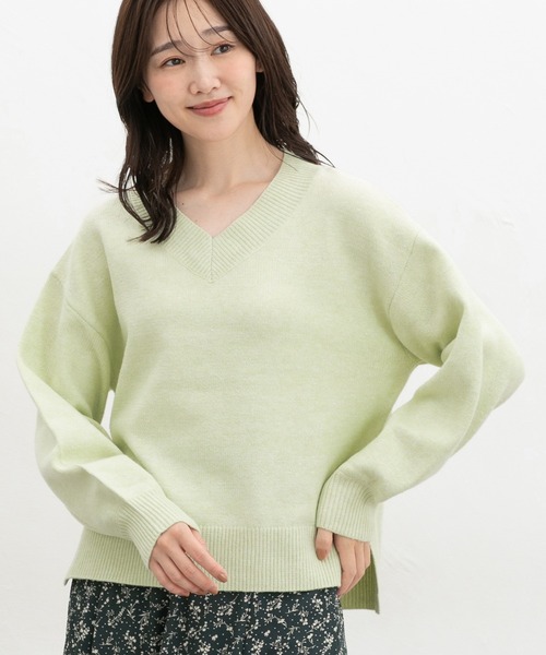 Honeys（ハニーズ）の「ラメ入Ｖネックニット（ニット/セーター・レディース・ライトグリーン/ピンク/モカ/ブルー/グレー・L/S/M/LL）」の3枚目の写真