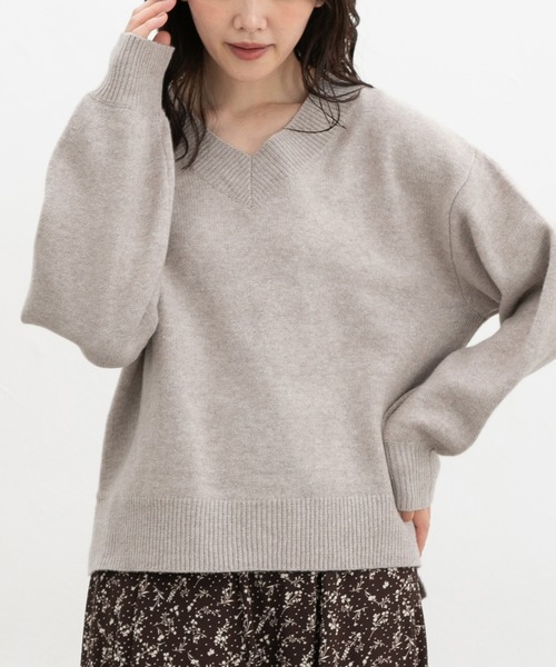 Honeys（ハニーズ）の「ラメ入Ｖネックニット（ニット/セーター・レディース・ライトグリーン/ピンク/モカ/ブルー/グレー・L/S/M/LL）」の2枚目の写真