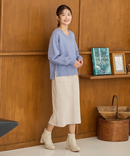 Honeys（ハニーズ）の「ラメ入Ｖネックニット（ニット/セーター・レディース・ライトグリーン/ピンク/モカ/ブルー/グレー・L/S/M/LL）」の7枚目の写真