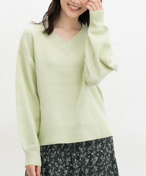 Honeys（ハニーズ）の「ラメ入Ｖネックニット（ニット/セーター・レディース・ライトグリーン/ピンク/モカ/ブルー/グレー・L/S/M/LL）」の12枚目の写真