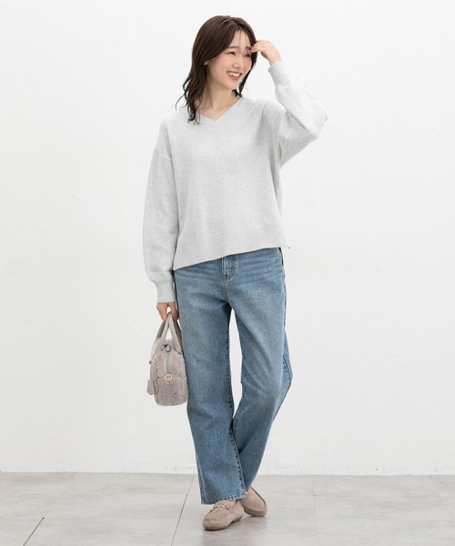 Honeys（ハニーズ）の「ラメ入Ｖネックニット（ニット/セーター・レディース・ライトグリーン/ピンク/モカ/ブルー/グレー・L/S/M/LL）」の13枚目の写真