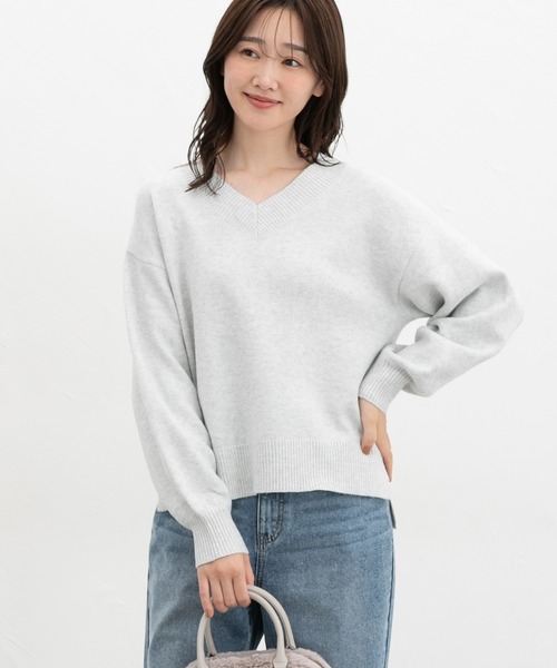 Honeys（ハニーズ）の「ラメ入Ｖネックニット（ニット/セーター・レディース・ライトグリーン/ピンク/モカ/ブルー/グレー・L/S/M/LL）」の14枚目の写真