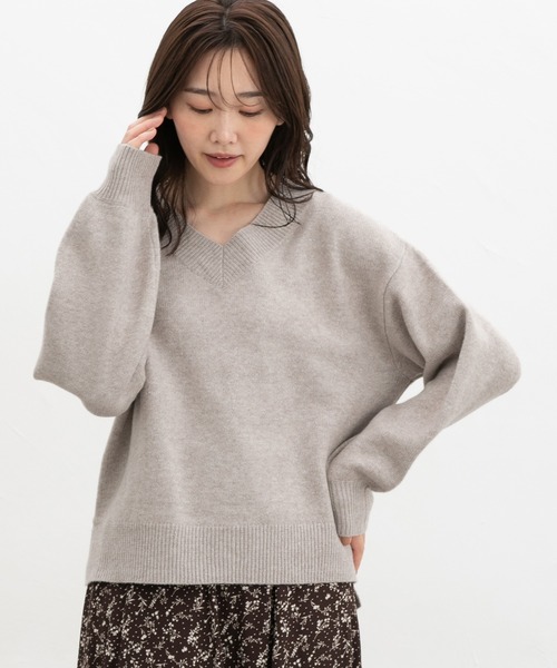 Honeys（ハニーズ）の「ラメ入Ｖネックニット（ニット/セーター・レディース・ライトグリーン/ピンク/モカ/ブルー/グレー・L/S/M/LL）」の17枚目の写真