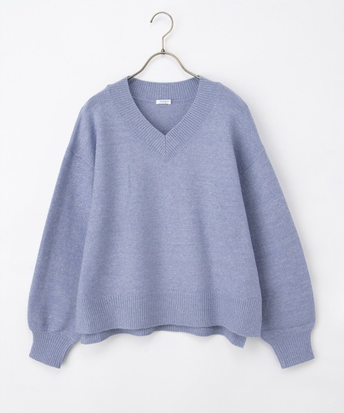 Honeys（ハニーズ）の「ラメ入Ｖネックニット（ニット/セーター・レディース・ライトグリーン/ピンク/モカ/ブルー/グレー・L/S/M/LL）」の18枚目の写真