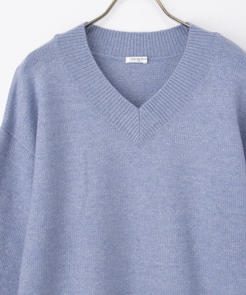 Honeys（ハニーズ）の「ラメ入Ｖネックニット（ニット/セーター・レディース・ライトグリーン/ピンク/モカ/ブルー/グレー・L/S/M/LL）」の19枚目の写真