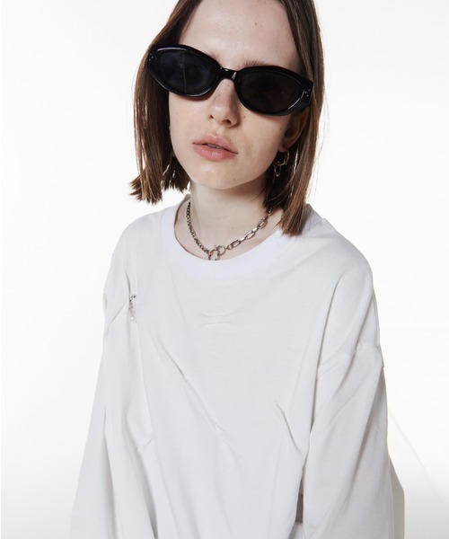 JOSE MOON（ジョゼムーン）の「TATAMI SIWA T SHIRT/タタミシワシャツ（Tシャツ/カットソー・レディース・ホワイト/ブラウン/ブラック・FREE）」の15枚目の写真