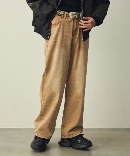Shoowtime(ショウタイム)の「Chemical Brown Wash Wide Denim / ケミカルブラウンウォッシュ ワイドデニム(デニムパンツ・メンズ・ブラウン系・X-LARGE/LARGE/MEDIUM)」の10枚目の写真