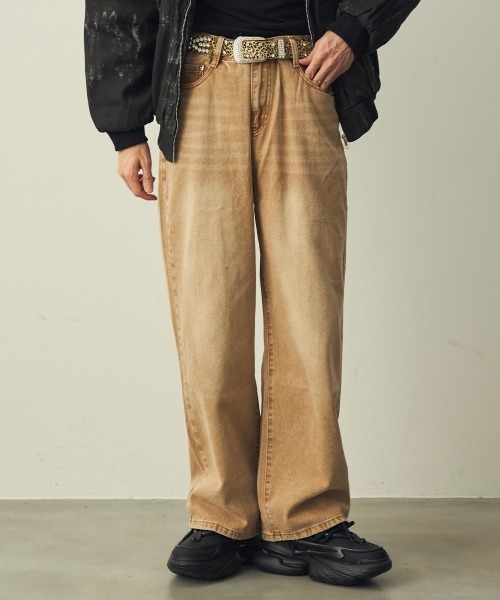 Shoowtime(ショウタイム)の「Chemical Brown Wash Wide Denim / ケミカルブラウンウォッシュ ワイドデニム(デニムパンツ・メンズ・ブラウン系・X-LARGE/LARGE/MEDIUM)」の11枚目の写真