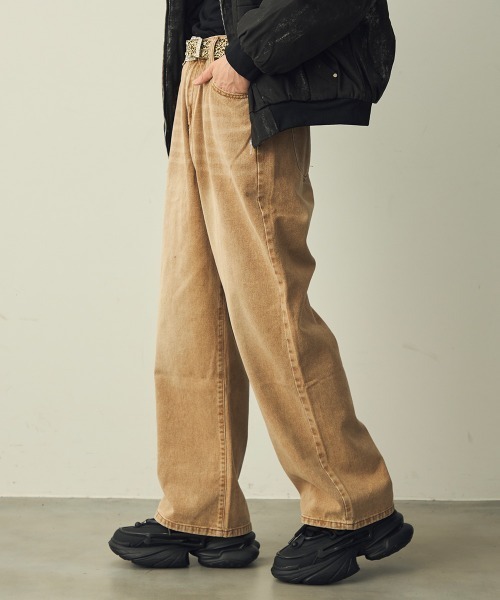 Shoowtime(ショウタイム)の「Chemical Brown Wash Wide Denim / ケミカルブラウンウォッシュ ワイドデニム(デニムパンツ・メンズ・ブラウン系・X-LARGE/LARGE/MEDIUM)」の14枚目の写真
