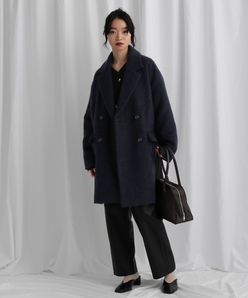 mysty woman（ミスティウーマン）の「アルパカ混シャギーコート 592548（チェスターコート・レディース・パープル/ネイビー/オフホワイト・FREE）」の6枚目の写真