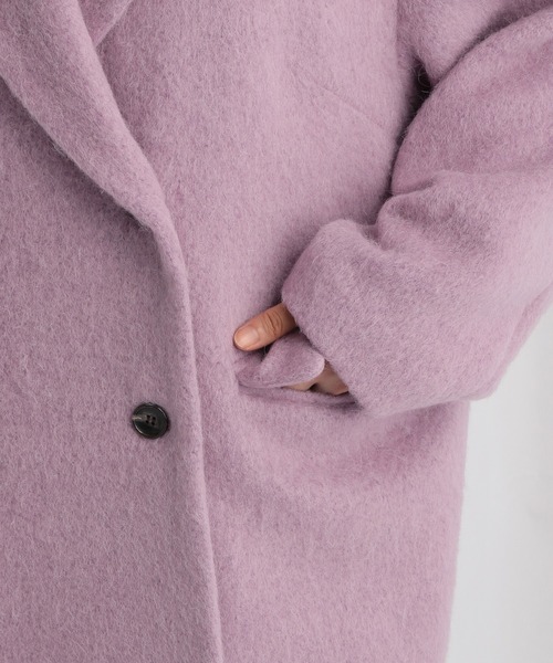 mysty woman（ミスティウーマン）の「アルパカ混シャギーコート 592548（チェスターコート・レディース・パープル/ネイビー/オフホワイト・FREE）」の12枚目の写真