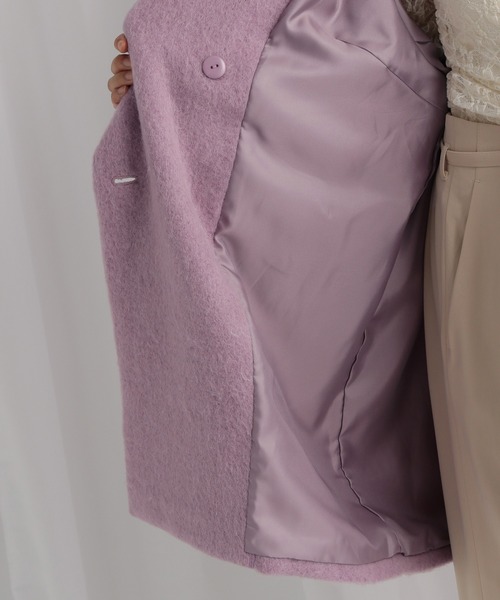 mysty woman（ミスティウーマン）の「アルパカ混シャギーコート 592548（チェスターコート・レディース・パープル/ネイビー/オフホワイト・FREE）」の17枚目の写真