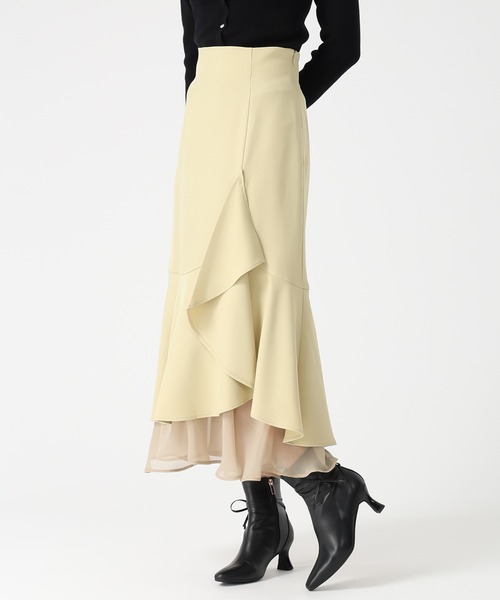 MISCH MASCH(ミッシュマッシュ)の「ラッフル裾シアースカート(スカート・レディース・イエロー/ネイビー/ブラック・S/M)」の8枚目の写真