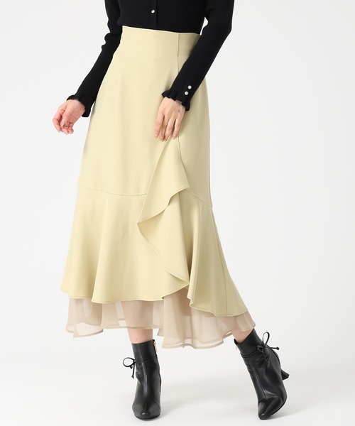 MISCH MASCH(ミッシュマッシュ)の「ラッフル裾シアースカート(スカート・レディース・イエロー/ネイビー/ブラック・S/M)」の9枚目の写真