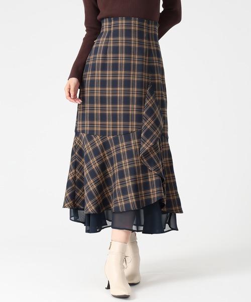 MISCH MASCH(ミッシュマッシュ)の「ラッフル裾シアースカート(スカート・レディース・イエロー/ネイビー/ブラック・S/M)」の4枚目の写真