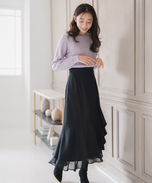 MISCH MASCH(ミッシュマッシュ)の「ラッフル裾シアースカート(スカート・レディース・イエロー/ネイビー/ブラック・S/M)」の21枚目の写真